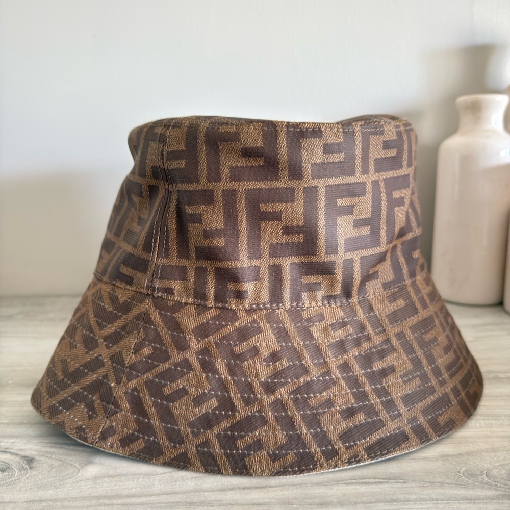 Fendi Zucca FF Logo Reversible Bucket Hat